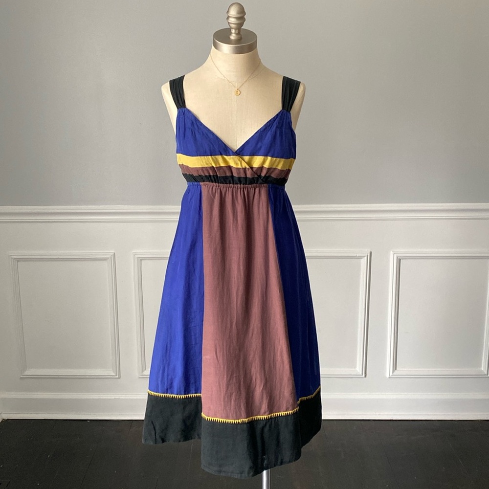 Anthropologie Lithe Colorblock Cotton Silk Blend Dress
